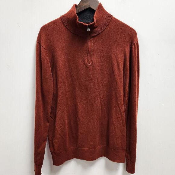 Banana Republic Mens Cashmere Blend Sweater Size L  1/4 Zip  Modern Preppy Urban - Picture 1 of 10